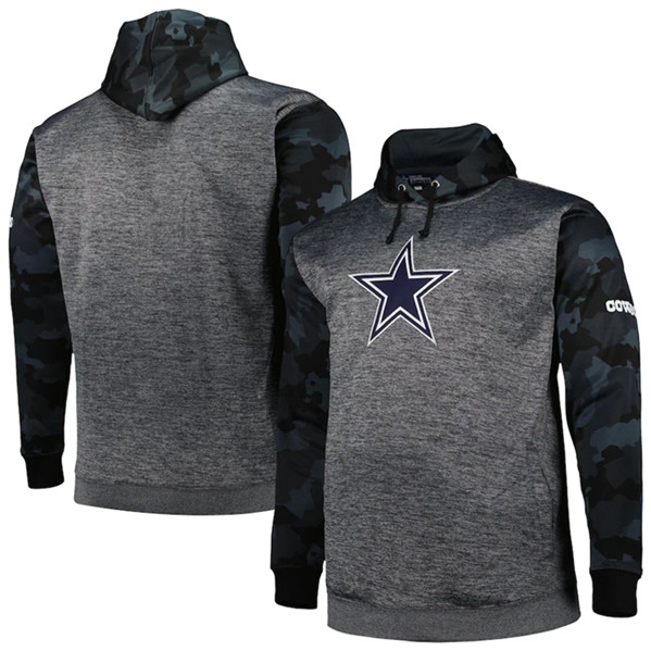 Men's Dallas Cowboys Heather Charcoal Big & Tall Camo Pullover Hoodie